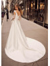 Off Shoulder Ivory Satin V Back Slit Wedding Dress Off Shoulder Ivory Satin V Back Slit Wedding Dress
